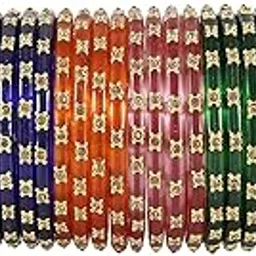 nmii Glass with Zircon Gemstone Studded worked Glossy Finished Kada Set For Women and Girls-picture-55