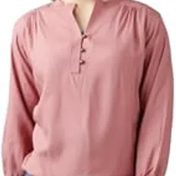 Trusted Enterprises Women's 3/4 Sleeves Mandarin Neck Solid Rayon Casual Tops for Ladies-picture-46