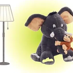 NATKHAT Dark Gray Elephant Monkey Plush Toy - Soft and Cuddly Stuffed Animal for Kids-picture-58