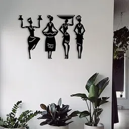 SHILP HANDICRAFT Tribal Women 4 Pcs Wall Decor Art, Hall Decoration Items for Office, Drawing Room, Bedroom, Living Room (Black) 12 inch-image-29