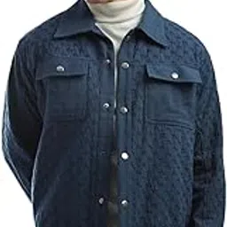 overlays Men's Cotton Winter Wear Indigo Stitch Jacket | Stylish & Comfortable Jackets for Men | Blue-picture-14
