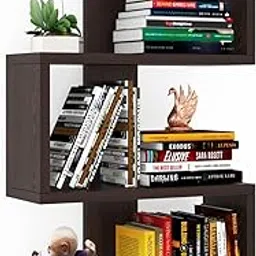 Madhuran Nexo Engineered Wood Wall Mounted Books Storage Shelf Racks Stands (Wenge Finish) Living Room Library Home Decor Organiser Items Decorative Bookends-picture-31
