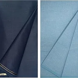 KUNDAN SULZ GWALIOR Men's Cotton Shirt & Trouser Fabric Combo Set (Navy Blue & Light Blue)-image-63