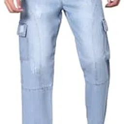 arbia funki Cargo Pants, Multi-Pocket Denim Jeans-picture-14