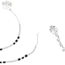 Women and Girls Silver Plated Metal Payal Anklets Indian Traditional Ethnic Fashion Foot Jewellery, Pack of 2 Pair.-image-19