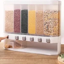 BLUECORP ENTERPRISE Wall-Mounted Dry Food Dispenser 6-Grid Cereal Dispensers Kitchen Food Storage Container, Grain For Kitchen, Home (1, large)-image-3