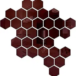 Bikri Kendra - 31 Hexagon Brown with 20 Butterfly Silver Wall, Acrylic Mirror, Mirror Wall Decor Sticker, Wall Mirror Stickers, Acrylic Stickers, Wall Stickers for Hall Room, Bedroom, Kitchen.-image-10