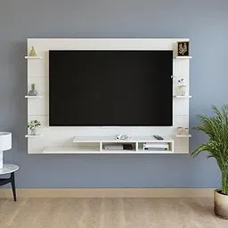 Harrison Engineered Wood Wall Mount TV Unit with Back Panel, Set Top Box Stand, Display Shelves, Modern Tv Rack, Showcase, Cabinet for 55 inch TV (White)-picture-15
