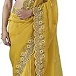wonaari Beautiful Gold Crunchy Silk Fabric Saree with Floral Embroidered Malti Thread Work, 3mm & 5mm Sequins Accents, and Elegant Cutwork Border for a Stylish, Festive, and Timeless Traditional Look-picture-16