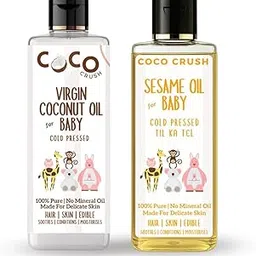 100% Natural Cold Pressed Coconut & Sesame Oil Combo for Babies | Pure, Safe & Chemical-Free | Nourishing Hair & Body Massage Oil (100ml(2 * 50ml))-picture-21