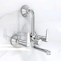 Plantex Pure Brass Wall Mixer for Bathroom 2 In 1 with L-Bend Provision for Overhead Shower/Mixer Tap for Bathroom with Water Saving Aerator Tap-(DOL-2320-Chrome)-image-54