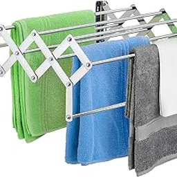 Plantex Stainless Steel Foldable Clothes Drying Rack/Cloth/Towel Stands for Drying Clothes - Wall Mount (Chrome - 24 inch)-picture-31