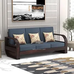 Sheesham Wooden Sofa Set 3 Seater - Premium Wooden 3 Seater Sofa for Living Room with Side Newspaper Holder - Solid Wood Sofa for Home & Office Furniture (Design 31)-image-98