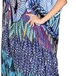 craft n copper Women's Bohemian Long Kaftan Maxi Dress, Embellished V-Neck, Kaftan Digital Printed Design-picture-24