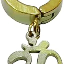 sullery Om Charm Drop Huggie Earring Black Stainless Steel Hoop Earring for Men and Women-picture-36
