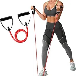 Double Toning Tube for Men & Women | Resistance Exercise Band with Handles for Home Workout, Strength Training, Physical Therapy, Muscle Toning & Full Body Fitness-image-91