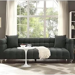 Zara Trading Company Velvet Modern Cloud 3-Seater Sofa Luxurious Upholstered Velvet Sofa for Living Room, Office & Hotel Use (Grey Velvet)-picture-32