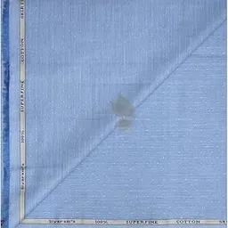 100% Superfine Cotton with Jacquard weave Solid Pattern Pale Blue (Light Blue) colour Unstitched Shirt Fabric of 1.60 Mts / VV2356I-image-1