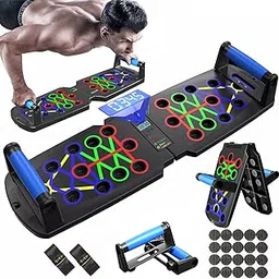 Push Up Board for Men, Push Up Bar at Home Workout Equipment, Pushup Handles Home Gym Exercise Fitness Equipment Portable Foldable with Counter, Resistance Band and Wrist guards-picture-23