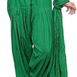 Women's Cotton Solid Patiala Salwar With Dupatta Combo Set (, Free Size, Green)-picture-20