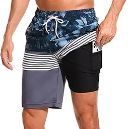 silkworld Mens Swimming Trunks Quick Dry Bathing Suits Swim Shorts with Mesh Lining and Pockets image 1