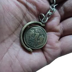 Antique Metal Rotating Keyhain for Bikes and Car (1 Side- Rupee 1 Logo and Other side Lord Ganesha Logo, Color May vary)-picture-21