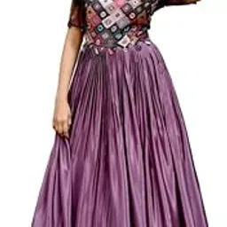 Purple Premium Chinnon Designer Gown with Sequins & Position Print – Elegant Ready-to-Wear Dress-picture-51