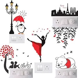 Decals Creation Vinyl Self-Adhesive Multicolor Switch Board Wall Sticker Standard Size Switch Sticker - Pack of 1(6 Stickers)26x4x4cms-picture-15
