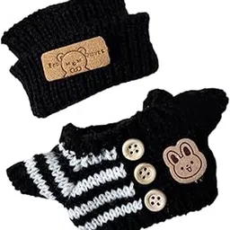 VELURA Plush Doll Clothes for 15cm-17cm Doll Sweater with Hat Dress up Soft Cartoon Black|Dolls Bears|1 Set Doll Clothes|Dolls Bears-picture-19