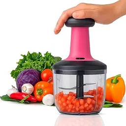 Manual Push Vegetable Large Hand Press Push Chopper Mixer Cutter with 5 Stainless Steel Blades 1000ML for Kitchen Use Cut Onion, Salad, Tomato, Potato and Chopping Vegetables & Fruits-image-16