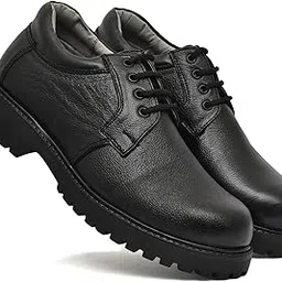 pillaa Men's Leather Formal Derby Lace-Up Shoes with Chunky Lug Sole - Comfort Cushioning & Anti-Slip Grip-picture-29