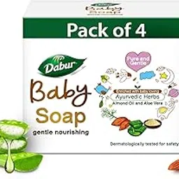 Dabur Baby Soap: For Baby's Sensitive Skin with No Harmful Chemicals | Contains Aloe Vera & Almond Oil | Hypoallergenic & Dermatologically Tested with No Paraben & Phthalates - 75g (Pack of 4)-picture-13