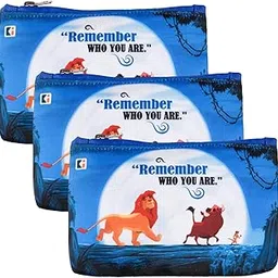kuber industries Pack of 3 Pencil Pouch | Square Stationary Pouch | Pen-Pencil Box for Kids | School Geometry Pouch | Pencil Utility Bag | Zipper Pencil Organizer | Disney-Lion King | Blue-picture-25