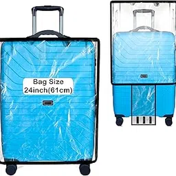 moheb 24 Inch Clear PVC Transparent Zippered Suitcase Covers Protectors, Waterproof Durable Dust Proof Anti-Scratch Travel Bags Cover Case for Wheeled Luggage Trolley Bag (58 x 29 x 41 Cm) image 1