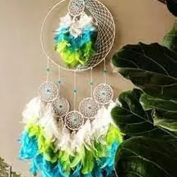 Dream Catchers 7 Ring Blue and White Feathers for Wall HANGINGS Home DECORE Office DECORE Gift-picture-49