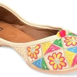 desi colour Women Ethnic Footwear Mojari/Punjabi Jutti-Golden Mirror Emb-picture-55