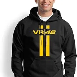 Unisex Valentino Rossi Biker Hoodie |VR 46 Hoodie| 46 Hoodie |The Doctor 46 Sweatshirt Hoodie| Black-image-2