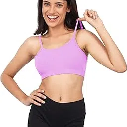 dchica Essentials Thin Strap Sports Bra for Women's, Cotton Non-Padded & Non-Wired Bras, Gym Bra, Yoga, Workout Activewear, Double Layered Full Coverage Bra, Lilac Bra Pack of 1-picture-35
