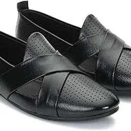 stepsoft Ethnic Criss-Cross Slip-On Nagra Jutti with TPR Sole – Loafers for Men Casual Perforated Design Loafer Shoes for Men for Kurta & Festive Looks in Brown, Black & Tan image 1