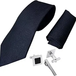 fashmade “where fashion is made” FashMade Premium Italian Silk Tie, Pocket Square with Square Brass Cufflinks & Silver Honeycomb Tie Pin Combo in Leather Gift Box for Men – Formal & Wedding Set tp-16-picture-35