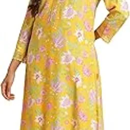 w for woman Bright Yellow Floral Printed Kurta & Pants Set-picture-54