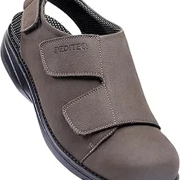 pediteq DC2 Ancona Diabetic Sandals for Men | High Adjustability | Wide Fit | Seamless Lining | Genuine Leather Diabetic Footwear | Neuropathy Footwear-picture-29