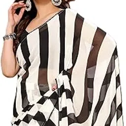ekasya Women Black Soft Georgette Printed Ready to Wear Saree - Elegant Design, Comfortable Fit, Perfect for Casual and Semi-Formal Occasions, Stylish, Easy-to-Wear, Lightweight Saree-picture-15