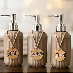 Haristar Liquid Soap Dispenser|Sanitizer Dispenser, Lotion, Shampoo Dispenser | Handwash Bottle for Kitchen | Soap Dispenser for Wash Basin | 300 MLL (Brown, Pack of 3)-image-0