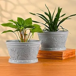Eha Earth Friendly Nile Planter 9.5 inch Planters for Home Decor| Bamboo Based Plant Pot | Pack of 2 | UV Protected Pot for Plant | Flower Pot for Living Room, for Outdoor and Indoor | Azure-picture-25