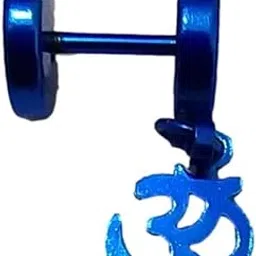 316L Stainless steel blue colored earrings Om Hanging men's and boys earrings stud jewelry small tops-image-40
