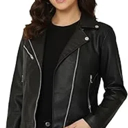 jacketera Multi-Color Women's Biker Jacket – Faux Leather, Slim Fit | Available in Black, Brown, Pink, Maroon-picture-54