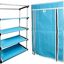 Multipurpose 4-Tiers Shoe Rack with Dustproof Zip Cover, Multiuse Wide Space Storage Rack Made by Non Woven Fabric for Footwear, Toys, Clothes (Firoji, Demark-4 Layer Shoe Rack)-picture-51