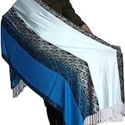 Krish Saatin Three colored Jacquard Stole Shawl For Women-image-11