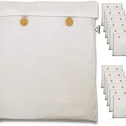 Clarkia Reusable Cotton Saree Cover (set of 12) for Storage, Wardrobe Organizer bags saree bags cotton (16x14 inch, Beige)-image-19